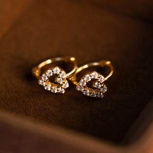 Orecchini a polsino a cuore cavo per donna, stile dolce, accessori per l'orecchio da indossare tutti i giorni - Product Image 6