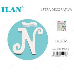 Lettera decorativa in legno Ilan N 14,5 cm, decorazione da parete per la casa - Product Image 1
