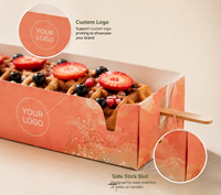 Boîte à gaufres personnalisée en carton avec fente pour bâtonnets, idéale pour gaufres, hot-dogs, desserts, snacks et emballages à emporter