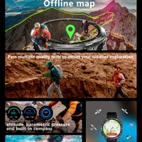 Reloj inteligente HD300pro GPS, pantalla AMOLED de 1,43 pulgadas, mapas sin conexión, 3ATM, resistente al agua, 4GB, linterna de memoria, reloj inteligente para exteriores para hombres