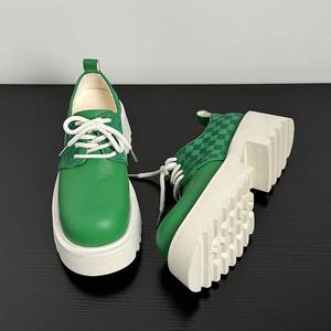 Nuevos Zapatos Derby Verdes para Hombre, para Exteriores, con Suela Gruesa de 6 cm de Altura, Adecuados para Uso Formal en la Oficina, Hechos de Cuero - Product Image 6