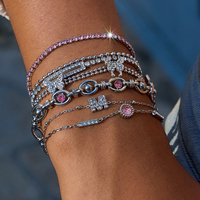 Bracelet en acier inoxydable plaqué or 18 carats J&D, tendance, classique, avec chaîne papillon en zircon rose et blanc