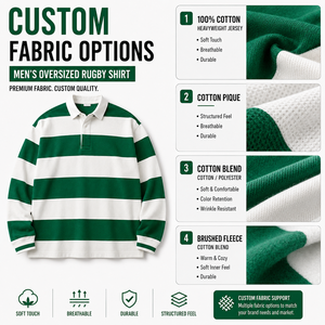 Maglia da Rugby Personalizzata OEM per Uomo, T-Shirt Oversize Pesante, <span class=keywords><strong>Polo</strong></span> a Righe, Vestibilità Ampia, Maglietta in Cotone a Maniche Lunghe Stile Streetwear - Product Image 2