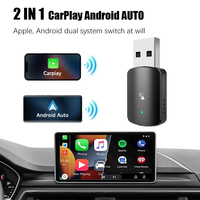 Adaptateur Android Auto 2 en 1, filaire vers sans fil, dongle plug and play, 5 GHz, USB Type C pour iPhone IOS, commande vocale