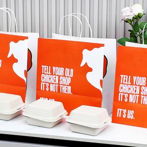 Sac en papier kraft de qualité supérieure, personnalisé et pratique, durable, écologique, pour le transport de nourriture de restaurant, pour les pizzas et l'emballage de courses - Product Image 6