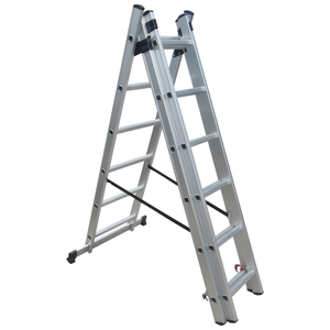 Escalera Plegable Moderna <span class=keywords><strong>de</strong></span> Aluminio <span class=keywords><strong>de</strong></span> 4x4 Peldaños y 4m con Plataforma, Color Plateado, Capacidad <span class=keywords><strong>de</strong></span> 300 Libras - Product Image 5