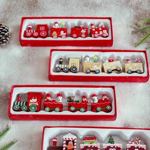 <b>Christmas</b> <b>Decorations</b> Wooden Four-Section Train Diy Landscape Desktop Window Display Children'S Day Gift - Product Image 6