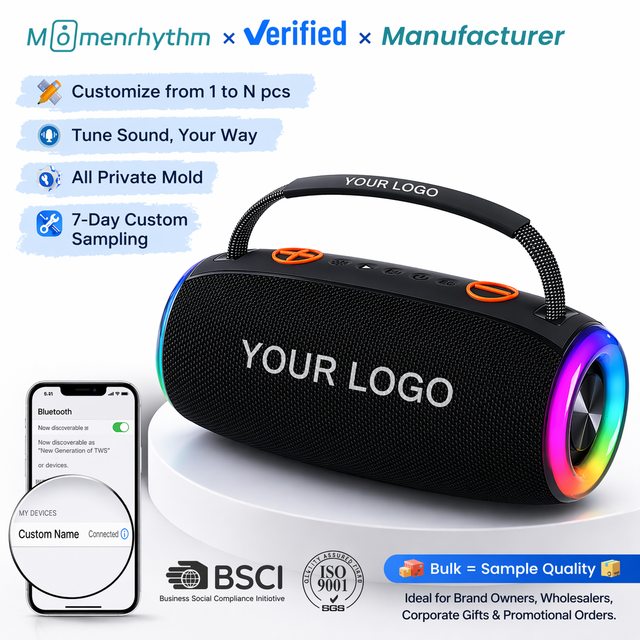Personalized Portable Speakers Outdoor DJ Party  TWS Stereo Sound RGB Light Waterproof With Rechargeable Battery