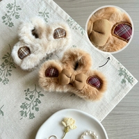 Pince à cheveux en tissu peluche coréen à carreaux marron, couleur personnalisable, pince à griffes, usage quotidien, haute qualité, faite à la main