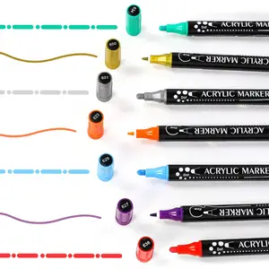 Kindvriendelijke 36 Kleuren Dual Tip Art Markers Set Katoenen Kern Waterdichte Permanente Acrylverf Markers Voor Het Schilderen Van Graffiti