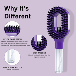 Handheld 2-in-1 Water Spray Smoothing Comb – Anti-Static Frizz Control, Dry & Wet Styling Dual-Use <b>Brush</b> - Product Image 3