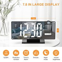 Horloge numérique avec projecteur laser, fonctionnant comme une grande horloge LED de bureau avec projection d'alarme sur le plafond et les murs