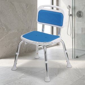 Cushioned Adjustable Shower Seat Bath <b>Bench</b> Chair with 14-18" Height Range Blue/Red <b>Pad</b> Bathroom Healthcare Use - Product Image 2