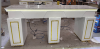 Table de manucure de luxe avec collecteur de poussière, table de manucure pour technicien(ne) ongulaire, poste de manucure avec plateau en marbre, bureau de manucure LED pour salon