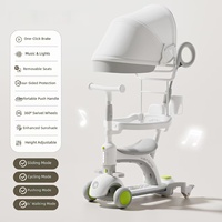 Trottinette multifonctionnelle 6 en 1 pour bébé, poussette avec auvent solaire, musique légère, roues rotatives à 360°, guidon réglable, pour enfant de 1 à 6 ans