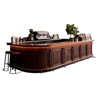 Comptoir de bar en bois massif de style médiéval pour les cafés, les restaurants BBQ, les caisses, les magasins de vêtements, les bureaux d'accueil - Sur mesure