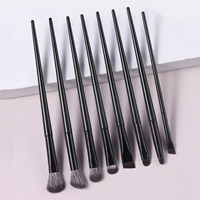8 Buah Set Kuas Rias Wajah Profesional Warna Hitam, Kuas Smudge Rambut Sintetis, Kuas Highlight Alis, Set Alat Kecantikan, Perlengkapan Makeup