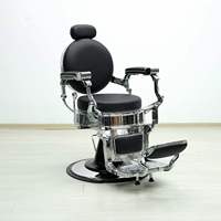 Fauteuil de Barbier Hydraulique Moderne avec Base Étoile Chromée et Repose-Pieds, Chaise de Coiffure en Cuir PU Pivotante à 360°, Équipement de Salon