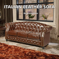 Canapé Chesterfield en similicuir rustique capitonné de haute qualité Hopebest, couleur beige, 3 places, ensemble modulaire extensible, canapé de salon