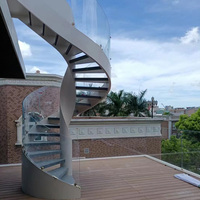 Escalier intérieur ou extérieur préfabriqué personnalisé conception simple Escalier en colimaçon en verre et en bois