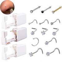 Alat Tindik Hidung Sekali Pakai dari AliExpress, Pistol Tindik Hidung Stainless Steel, 6 X 16G, Kit Tindik Hidung Steril