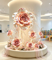 Installation de rose géante lumineuse à pétales dégradés G-005 pour salles d'exposition, scènes de mariage, décoration artistique