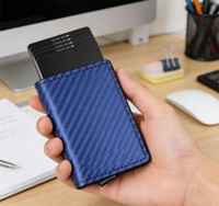 Dompet Kartu Kredit Bisnis Fangshui untuk Pria, Dilengkapi Proteksi RFID, Kapasitas 12 Kartu, Bahan Kulit PU, Tempat Kartu Logam