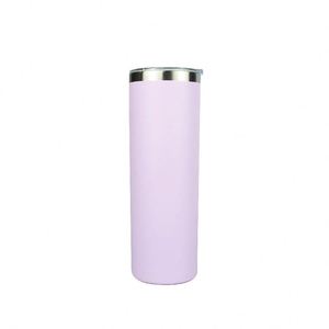 Gobelet isotherme droit et fin de 20 oz en acier inoxydable blanc vierge pour sublimation avec couvercle et paille - Product Image 3