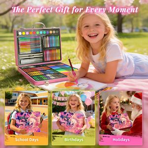 Fournitures d'art scolaires, super mega ensemble de peinture artistique de 150 pièces pour enfants avec crayons, marqueurs aquarelles et crayons de couleur - Product Image 4