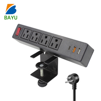 Multiprise de bureau à chargement rapide 4 prises CA avec chargeur USB, en aluminium, pour table de conférence