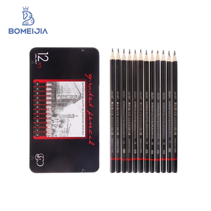 Bomeijia 12 cái <span class=keywords><strong>Graphite</strong></span> phác thảo Bút chì thiết lập với hộp sắt đóng gói nghệ thuật bán buôn - Product Image 1