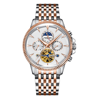 Montre mécanique entièrement automatique pour homme HANBORO, luminescence nocturne, multifonctionnelle, étanche, boîtier en acier inoxydable, aiguille en forme de cœur