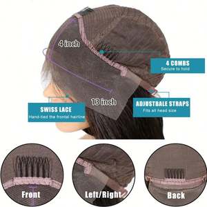 Wholesale Amygirl Natural Wave <b>Synthetic</b> <b>Wig</b> Transparent Lace Front 13x4 13x6 Heat Resistant Natural Hairline Body Wave Style - Product Image 4