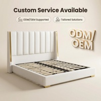 XIYUAN Lit King Size en Cuir Véritable, Matelas Silencieux à Isolation des Mouvements, Écologique, Durable, Cadre en Bois de Pin, Design Moderne, Sommier à Ressorts
