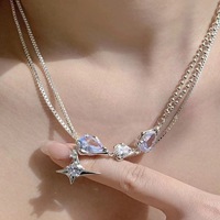 Collier en alliage de zircon en forme de goutte d'eau pour femme, style irrégulier, élégant et cool, chaîne de clavicule, accessoires de mode
