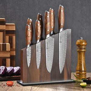 سكين طاه بمقبض نبيل مخصص من الخشب الخام vg10 مطبخ داماكوس مع مسمار ذهبي - Product Image 1