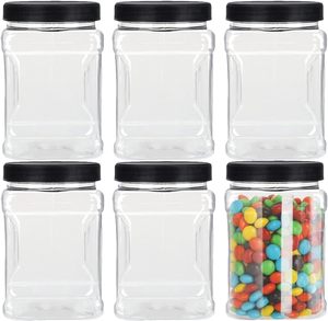 Clear Food Grade PET Plastic Square Grip <b>Baby</b> Food Storage Jar with Screw Top Cap BPA Free Eco Friendly Custom Logo 2300ml - Product Image 1