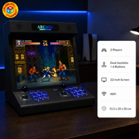Borne d'arcade rétro de comptoir, 2 joueurs, avec joystick et boutons, machine de jeu d'arcade, console de jeu vidéo de bureau pour la maison et les magasins de jeux