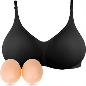 Ensemble de soutien-gorge prothétique ONEFENG, <span class=keywords><strong>seins</strong></span> en silicone solide, inserts concaves, coussinets, mastectomie, sous-vêtements sans armatures pour femmes au quotidien - Product Image 1