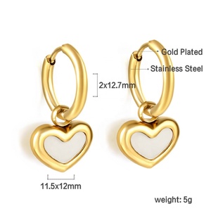 Pendientes de Aro Personalizables de Acero Inoxidable con Baño de Oro de 18k, Diseño Romántico de Concha y Corazón, para Uso Diario, Venta al por Mayor para Mujer - Product Image 2