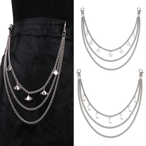 Chaîne de taille unisexe multicouche en métal avec pendentif étoile, style punk, chaîne de corps tendance hip-hop pour usage quotidien, en alliage de zinc - Product Image 1