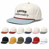 Topi Richardson 256 Custom Unstructured 5 Panel, Topi Snapback Dua Warna dengan Tali, Model Flat Bill untuk Pria dan Wanita