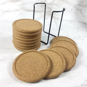 Ruanmu <b>Cork</b> <b>Coasters</b> Round Solid Color Heat Insulating Drinkware Set For Home Office Use - Product Image 3