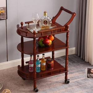 Modern masif ahşap arabası küçük otel restoran gıda teslimat çift katmanlı içecek mobil çay tatlı kek sepeti - Product Image 5