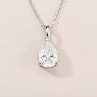 Collier pendentif en argent sterling 925 avec moissanite VVS taille poire 2 carats certifiée GRA, testée au diamant, à 3 griffes, pour femme