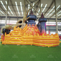 WINSUN Promotion Exceptionnelle : Parcours d'Obstacles Gonflable Géant Commercial Dragon avec Design Flammes pour Événements Extérieurs et Carnavals