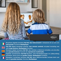 DIGIQUEST G9 DVB-T2 HEVC Decodificador Digital Terrestre Full HD de 10 bits, Control Remoto Dual, Botones Grandes, Reproductor Multimedia USB, Alimentación de 12V