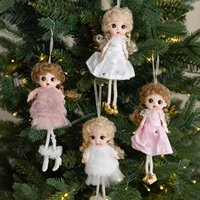 Pendentif Poupée Ange en Peluche, Ornement de Noël en Tissu avec Jupe en Dentelle, Décoration d'Intérieur, Cadeau Adorable, Style Instagram