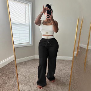 Ensemble deux pièces pour femmes, débardeur et pantalon ample, nouvelle arrivée dans les styles sportifs, streetwear et décontracté<span class=keywords><strong>s</strong></span> - Product Image 4