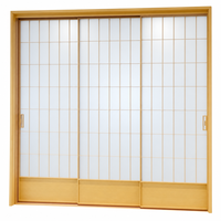 Porte coulissante japonaise Shoji en bois insonorisée sur mesure avec panneaux de verre dépoli à grille Kumiko pour cloisonnement intérieur